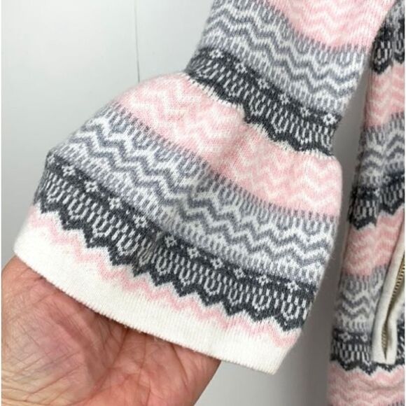 Janie and Jack Fair Isle Sweater Dress Pink Gray Bell Sleeve Zip Pockets Size 4 - Picture 6 of 10